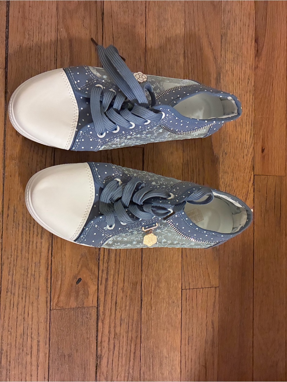 Blue Floral Lace-Up Sneakers